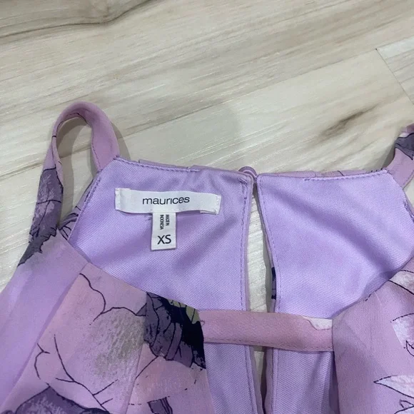 Maurices Purple Floral Fit & Flare Sleeveless Dress XS Spring -0262 - Picture 3 of 5